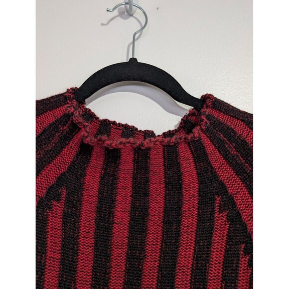 Breiter Muchen Italy Sweater Red Black Stripe Mock Neck Wool 2X - Picture 2 of 5